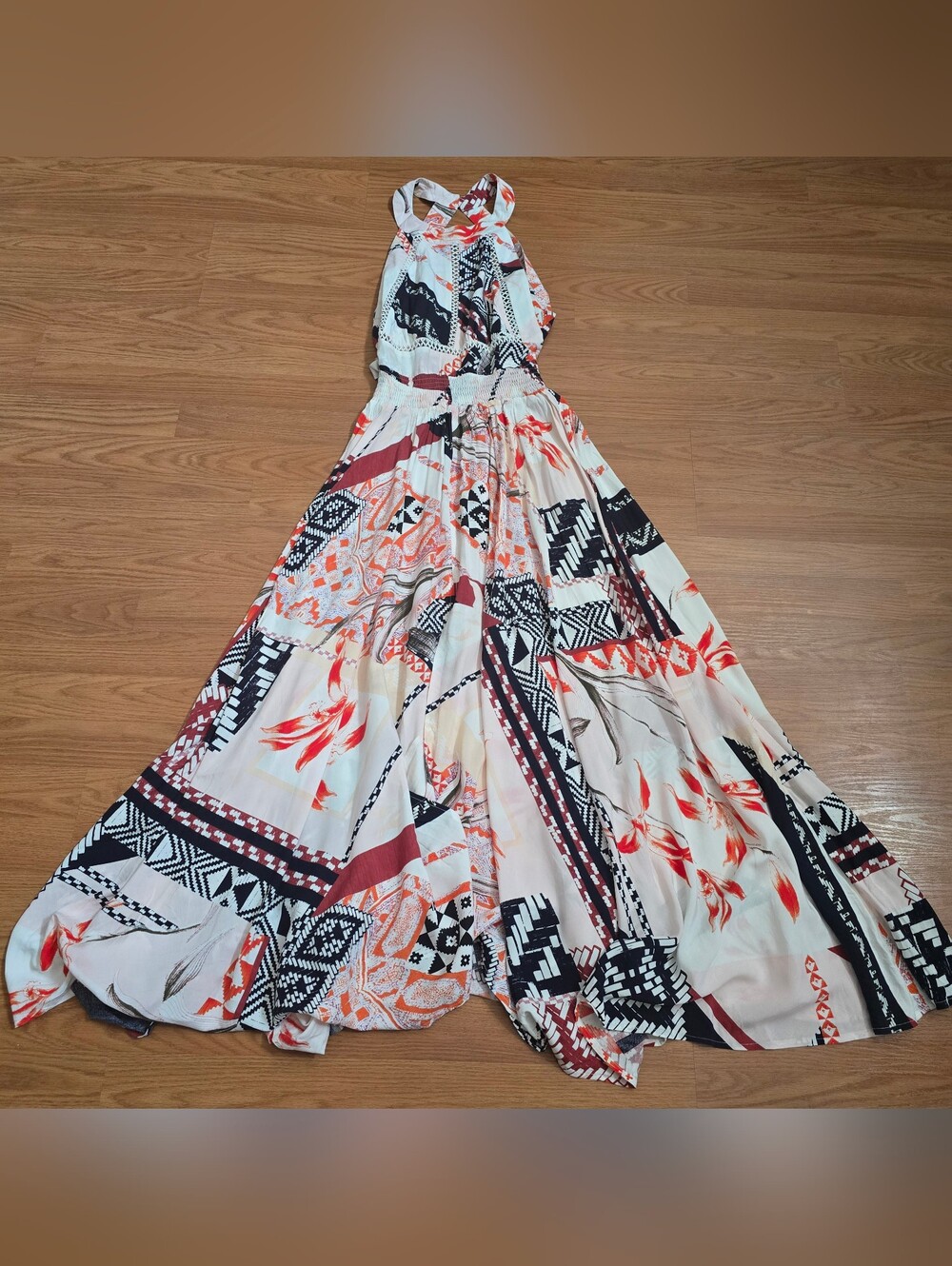 Anthropologie Abel The Label Vienna Halter Maxi Dress M Geometric Vacation Boho